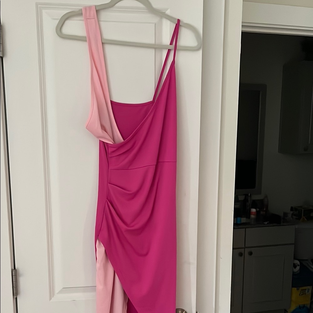 SHEIN Pink and Light Pink Midi Dress
